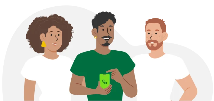 Ilustração de pessoas em contato